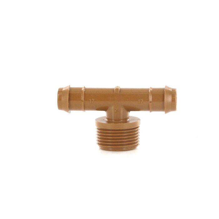 Tee — 3/4" x 1/2" x 1/2" MPT x Barb x Barb (5‑Pack)