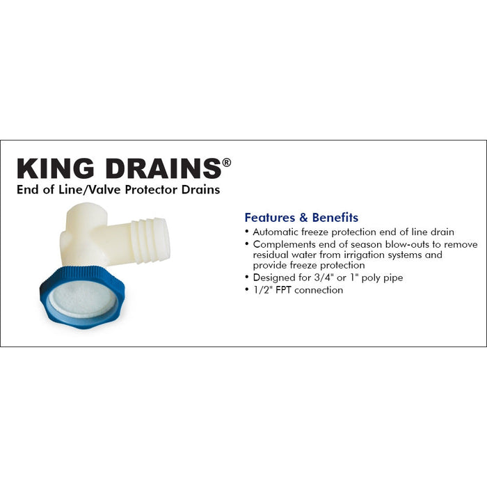 King Drains 3/4 x 1/2 FPT End of Line Drain 15140