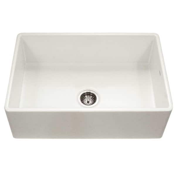 Houzer Platus 33 in. Biscuit Fireclay Apron Front Farmhouse Single Bowl Kitchen Sink - PTG-4300 BQ