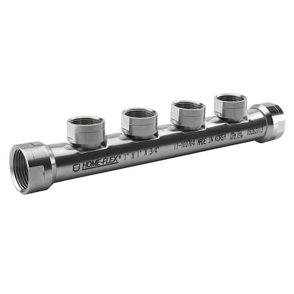 HOME-FLEX 1 in. x 1 in. x 3/4 in. CSST Stainless Steel FIPT Manifold (11-100704)