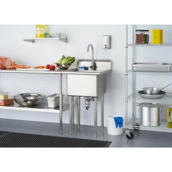 TRINITY 21.5 in. W x 24 in. D x 49.3 in. H Stainless Steel Utility Sink (THA-0303)