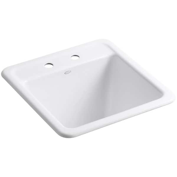 KOHLER Park Falls 22 in. x 21 in. Cast Iron Drop-In/Undermount Utility Sink (K-19022-2-0)