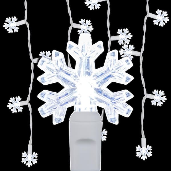 Wintergreen Lighting Cool White Snowflake Icicle Lights 70ct